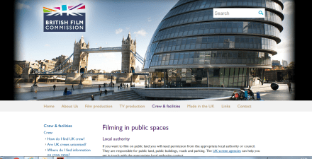 British film Commision screenshot